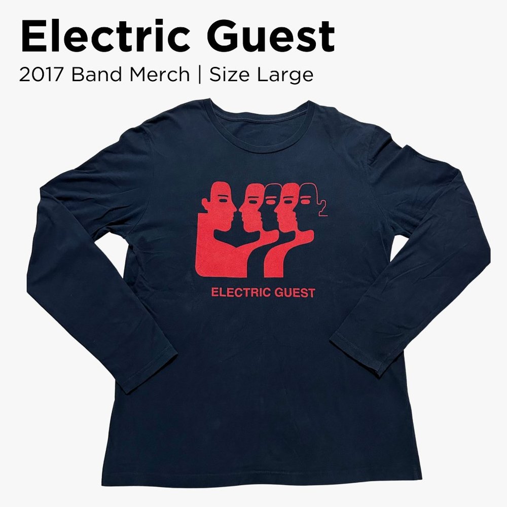 Electric Guest | Band Long-Sleeve T-Shirt in Navy | Circa 2017 | Men's Large